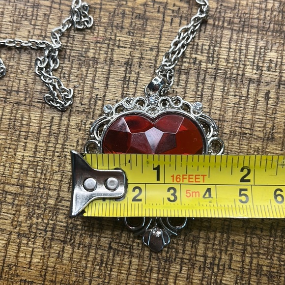 Vintage Silver Reversible Mirrored Heart Silver Necklace/ Costume Jewelry - Picture 5 of 6